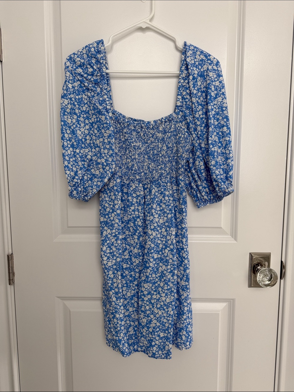 Tuckernuck Blue Floral Puff-Sleeve Midi Dress